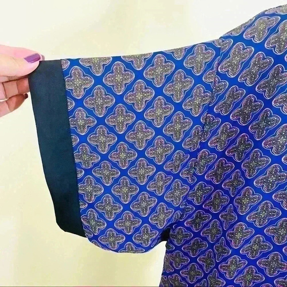 Sans Souci Purple Celtic Print Sheer Open-Front 3/4 Sleeve Kimono Cardigan XS - Picture 10 of 12